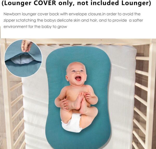 Muslin Baby Lounger Cover 2 Pack, Organic Cotton Removable Slipcover for Newborn,Baby Padded Lounger Infant Floor Seat Cover for Boys Girls - Image 2