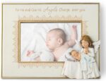 Grace4Joy Baby Picture Frames - Baptism Photo Frame for Baby Girls or Boys, Hand Painted Guardian Angel Photo Frame Catholic Gifts for Newborn Baby Shower, Christening, Birthday