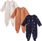 JiAmy Unisex Baby Boy Girl Footies Rompers Cotton Long Sleeve 3 Pack Infant Jumpsuits 0-12 Months Babies' Outfits