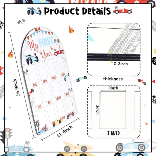 Cheerupp Race Car My First Year Photo Frame Board, One Year Birthday Wooden Picture Frame, Newborn 12 Months Milestone Picture Memories Display Board, Gifts for 1st Birthday Nursery Keepsake - Image 6