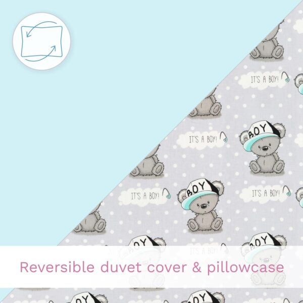 Baby Comfort 2 Piece Duvet Cover & Pillowcase Bedding Set 150x120 cm for Toddler Junior Cot Bed (It's a Boy) - Image 5