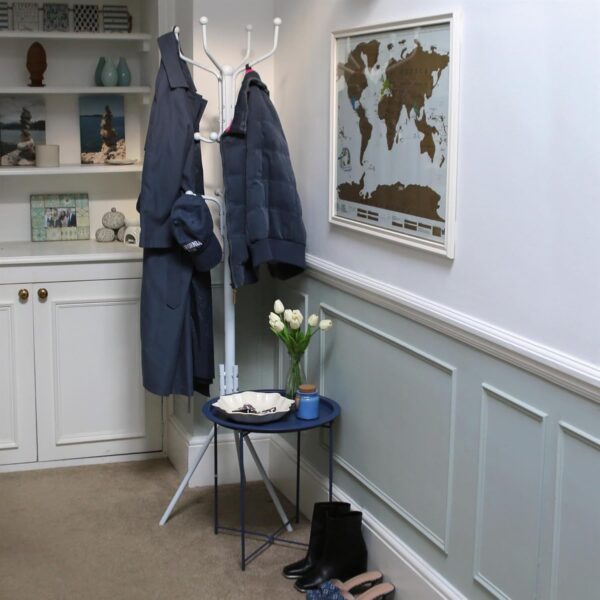 Harbour Housewares 1x White Free-Standing Steel Coat Rack - Multi-Hook Hallway Hall Hat Bag Jacket Hanger Storage Tree Stand Unit - Image 5