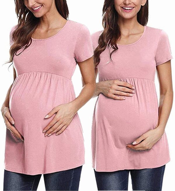 Trailrest Women's Care Tops Maternity Shirts Maternity Care Tops Short Sleeve Nursing Clothing Women's Top Black, pink, S - Image 2