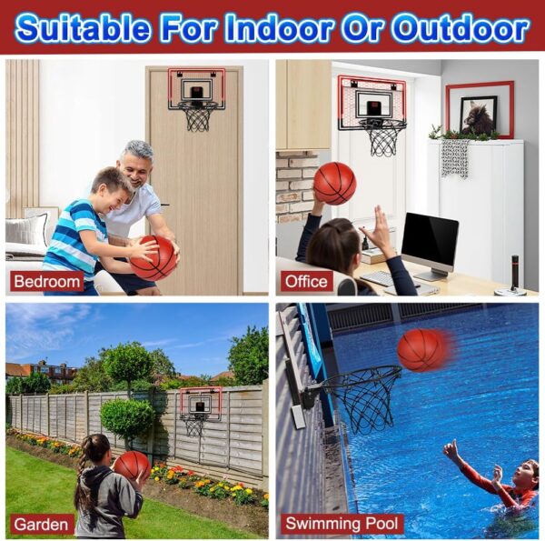 OSDUE Mini Basketball Hoop, Basketball Hoop for Kids, Indoor Basketball Hoop Toys with Net, 3 Balls, Air Pump, Electronic Scoreboard, for Door Bedroom Outdoor Mini Hoop Games Sport Toys Gifts-B - Image 8