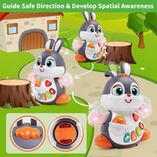 Wanonoo Easter Bunny Toys for 6 to 12 Months Baby Musical Crawling Toy for 1 Year Old Gilrs Boys, Light Up Walking Interactive Toys, Easter Gifts for Babies Toddlers Kid 1 2 3 Year Old Easter Present - Image 5