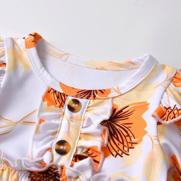 Awxoder Infant Baby Girl Ruffle Floral Print Tops Long Sleeve + Pants 2Pcs Outfit Set - Image 2