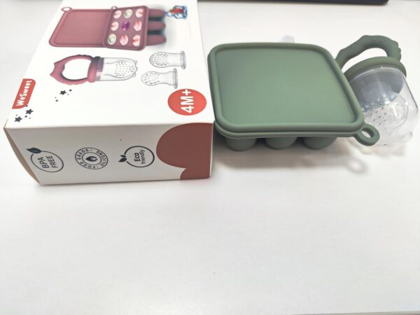 WeSweet Fruit Feeder for Baby - Silicone Baby Fruit Food Feeder- Breastmilk Popsicle Freezer Molds for Baby Teething & Infant Self Feeding Ideal Mum to Be Gifts (Cat Green) - Image 9