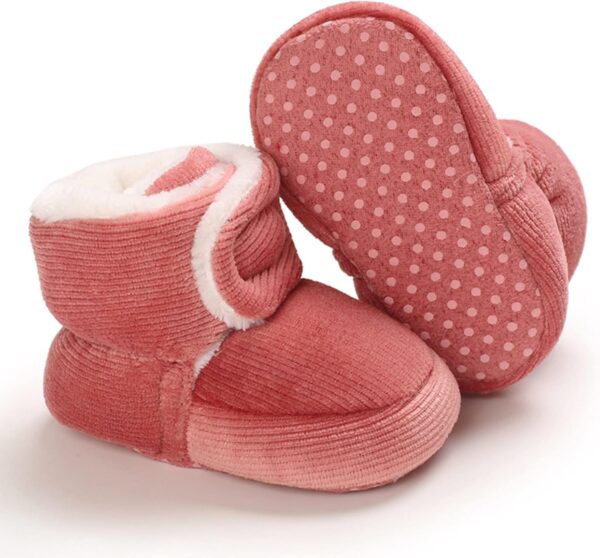 Fuzzy Lined Soft Boots For Infant Baby Girls Boys Cotton Warm Flat Shoes Booties Winter Outdoor Lightweight Cozy Shoes Toddler Brown Boots Boys Size Snow Boots Size C - Image 5