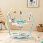 Maxmass Baby Activity Jumperoo, Height Adjustable Toddler Bouncer with 9 Interactive Toys, 360° Rotating Seat, Music, Lights&Sounds, Infant Play Center for 6 Months+, 87x87x94cm (Lake Blue) - Image 8