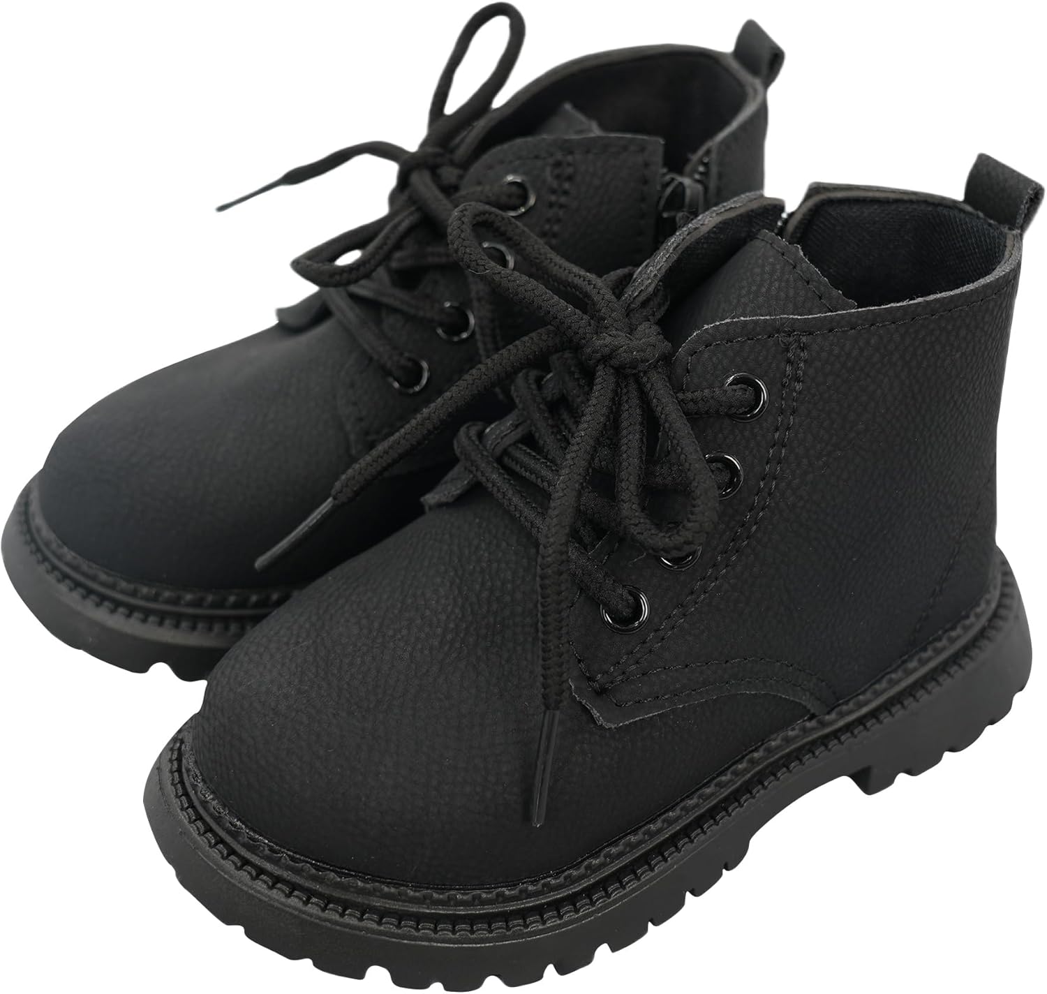 71uE6DroicL._AC_SL1500_.jpg FEOYA Boys Girls Ankle Boots Leather School Boots Waterproof Lace Up Shoes Spring Autumn Short Boots with Zip 3.5-9.5 UK Child - Image 1