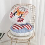 YT-KOKE Cartoon Fox Round Throw Pillow Cover, Linen Round Pillow Case, Cute Animals Printed Decorative Round Cushion Cover for Boys and Girls Nursery (E) - Image 2