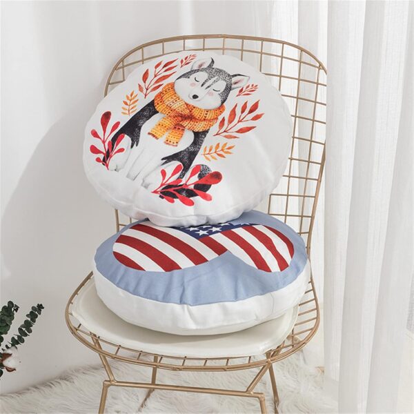 YT-KOKE Cartoon Fox Round Throw Pillow Cover, Linen Round Pillow Case, Cute Animals Printed Decorative Round Cushion Cover for Boys and Girls Nursery (E) - Image 2
