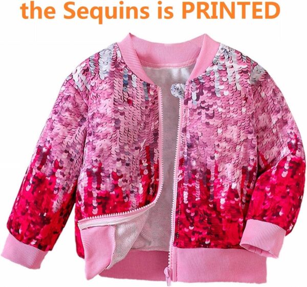 Toddler Kids Baby Sequins Jacket Biker Jacket Zipper Coat Outwear Long Sleeve Windproof Coats for Girls Or Boys Child Winter Jacket UK - Image 2