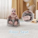 Baby Floor Seat with Tray, Feeding Seat Portable for Sit Up Activity & Eating for Infants, Gray - Image 2