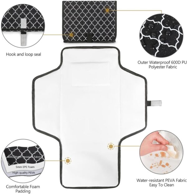 Baby Changing Pad, Built-in Pillow Portable Changing Mat for Baby, 51 * 64cm Nappy Pad, Foldable Waterproof Diaper Changing Pad, Compact Diaper Changing Pad, Portable Changing Mat for New-Born - Image 4