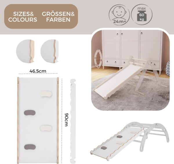 MAMOI® Wooden slide for climbing frame, Indoor baby gym accessories for kids, Small and big toddler slide for climbing triangle, Outdoor child's slides for garden, Childrens toys - Image 5