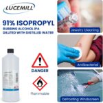 Lucemill 91% Rubbing alcohol | 1 Litre | Super Strength IPA Surface Sanitiser | 91% Isopropyl Alcohol | Clear Liquid - Image 6
