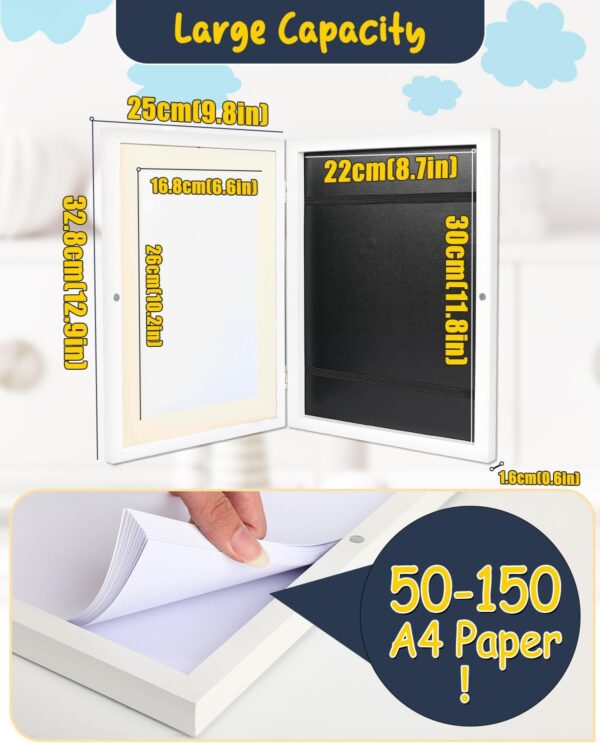 Ciscle Kids Art Frames, 2 Pack A4 Fillable Front Opening Photo Frames, Display Frames for Kids Artwork for 150 Pictures, Ideal for Children's Drawings, Kids Art Projects, School, Home or Office(White) - Image 4