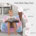 COMAX Kids Bean Bag Chair, Toddler BeanBag Sofa Chair Stuffed with Filler for Boys and Girls, Lazy Sofa Couch with Pocket for Playroom, Nursery Room, Colorful Rainbow - Image 3