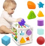 Baby Toys for 1 2 Year Old Boys Girls, Montessori Sensory Toys for 12 18 Months 1st Gifts Educational Learning Shape Sorter Activity Cube Travel Toys for Autism Toddlers Birthday Presents