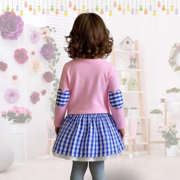 Trsenvrml Baby Girls Easter Dresses for Kids Cotton Long Sleeve Bunny Dress Toddler Causal Plaid Dresses - Image 4