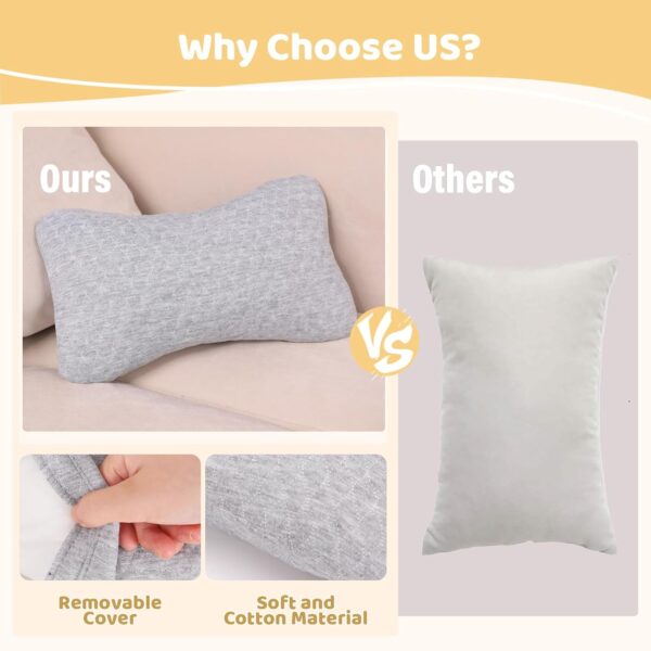 vocheer Small Pillows for Sleeping, 11"x 7" Mini Travel Pillow, Tiny Pillows for Neck, Wrist, Lumbar and Knee, Pets Pillow, Cotton, Machine Washable,Light Grey-1PC - Image 3