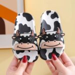 HAOLEI Boy Girls Cute Cow Sliders,Cartoon Summer Sandals Open Toe Non-Slip Beach & Pool Shoes Bathroom Shower Slippers Comfy Cushioned Soft Sole Slide Sandals for Kids Children Boys Girls 2-10 Years - Image 2