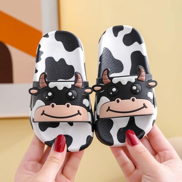 HAOLEI Boy Girls Cute Cow Sliders,Cartoon Summer Sandals Open Toe Non-Slip Beach & Pool Shoes Bathroom Shower Slippers Comfy Cushioned Soft Sole Slide Sandals for Kids Children Boys Girls 2-10 Years - Image 2