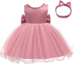 LZH Baby Girls Ruffle Lace Backless with Headwear,Bowknot Flower Dresses Pageant Party Wedding - Image 5