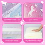 Decalsweet Unicorn Foldable Kids Sofa,Double Seat 2 in 1 Flip Open Kids Sofa Bed with Pocket,Glow In The Dark Children's Sofa for Bedroom Playroom - Image 7