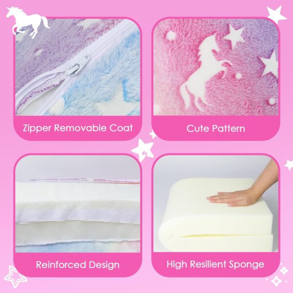 Decalsweet Unicorn Foldable Kids Sofa,Double Seat 2 in 1 Flip Open Kids Sofa Bed with Pocket,Glow In The Dark Children's Sofa for Bedroom Playroom - Image 7