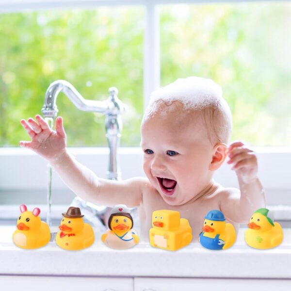 Pinenuts Rubber Ducks Bath Toy, 15 Pcs Novelty Bath Ducks Mini Float Duck Squeaky Bath Duckies Cute Bath Duck Toys Ducking Child Bath Toys Car Decoration Party Supplies for Children Qver 3 Years Old - Image 7
