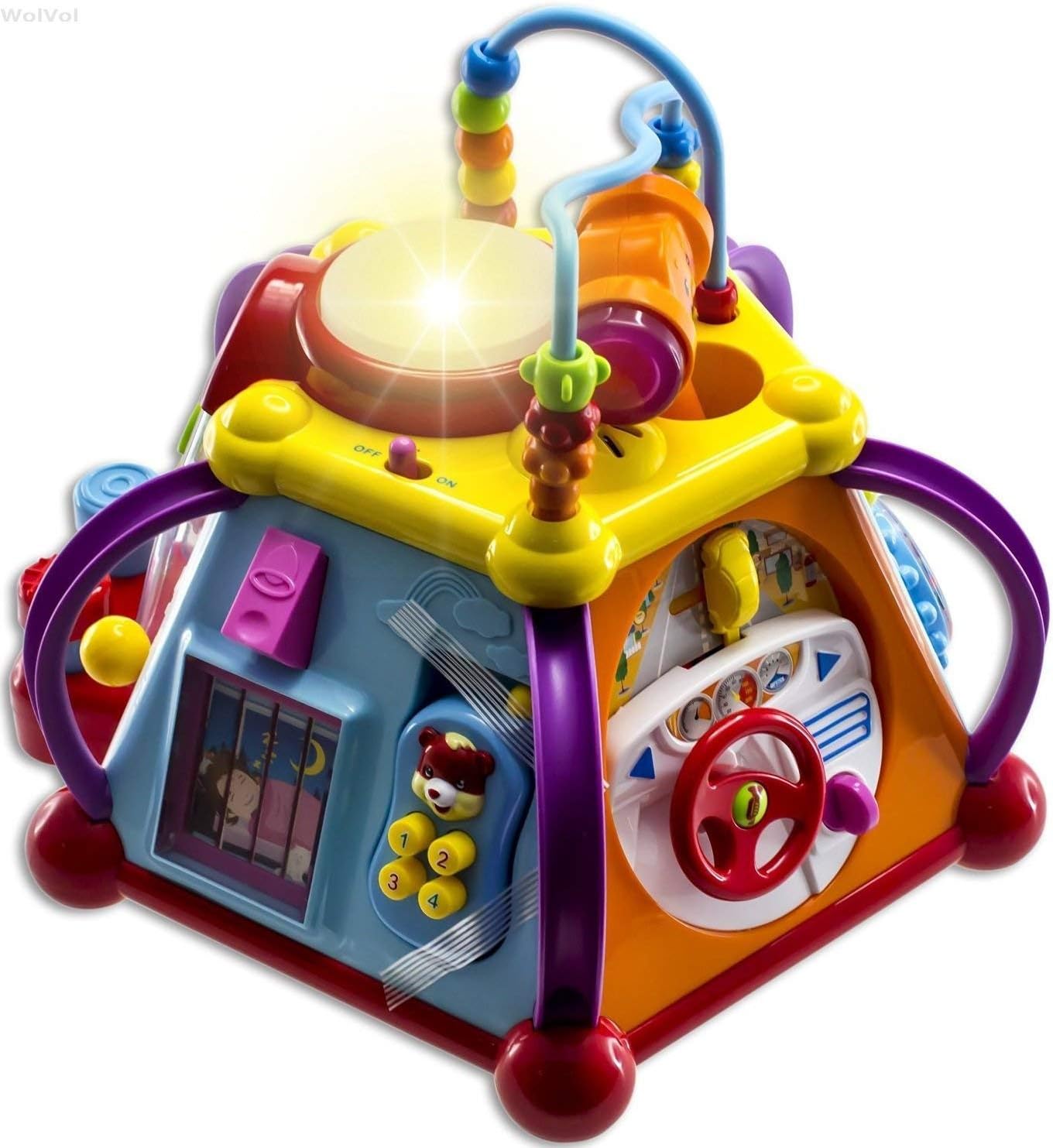 71wUpkedfqL._AC_SL1484_.jpg WolVol Educational Kids Toddler Baby Toy Musical Activity Cube Play Center with Lights, Lots of Functions and Skills for Learning and Development - Image 1