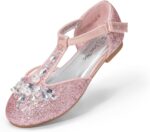 DREAM PAIRS Girls Mary Jane Shoes Flower Girls Shoes with Pearl T-Strap Wedding Party School Girls Flats for Toddler Little Big Kid