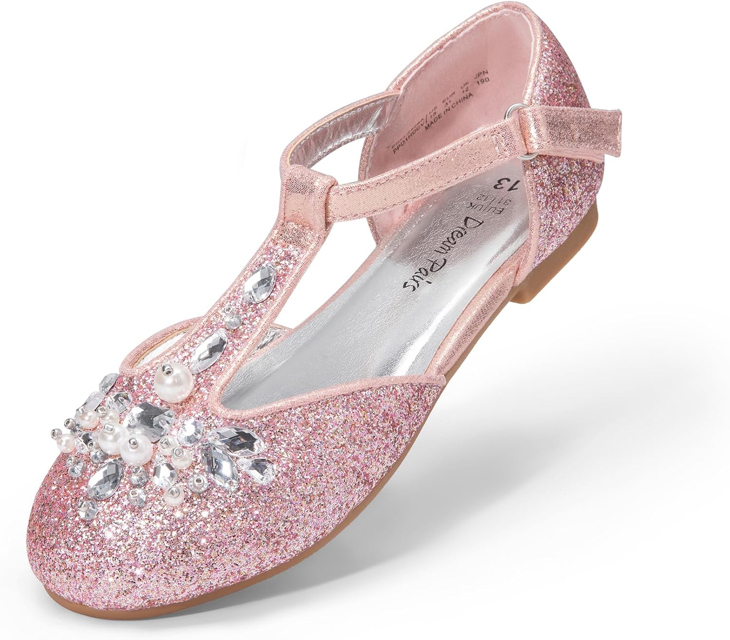 71wWYZO5eVL._AC_SL1500_.jpg DREAM PAIRS Girls Mary Jane Shoes Flower Girls Shoes with Pearl T-Strap Wedding Party School Girls Flats for Toddler Little Big Kid - Image 1