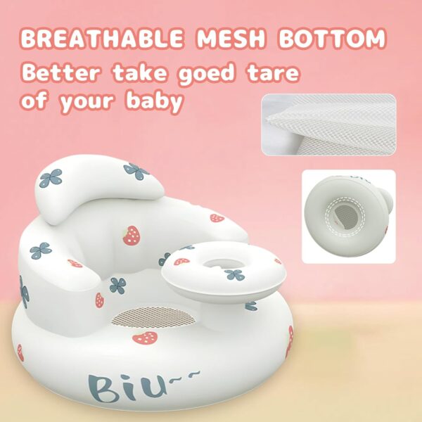 Baby Inflatable Seat for Babies 3 Months & Up, Inflatable Baby Chair with Tray, Toddler Floor Seats for Sitting Up, Baby Seat Built-in Air Pump, Blow Up Baby Chair with Back Support - Image 7