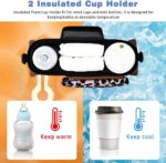 Tyuodna Baby Pram Bag Stroller,Universal Stroller Bag with 2 Insulated Cup Holder,Large Capacity Baby Bag Organiser,Buggy Organiser Bag with Shoulder Strap&Non-Slip Secure Hooks (Leopard Print) - Image 3