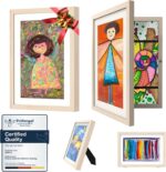Ciscle Kids Art Frames, 2 Pack A4 Fillable Front Opening Photo Frames, Display Frames for Kids Artwork for 150 Pictures, Ideal for Children's Drawings, Kids Art Projects, School, Home or Office(Wood)