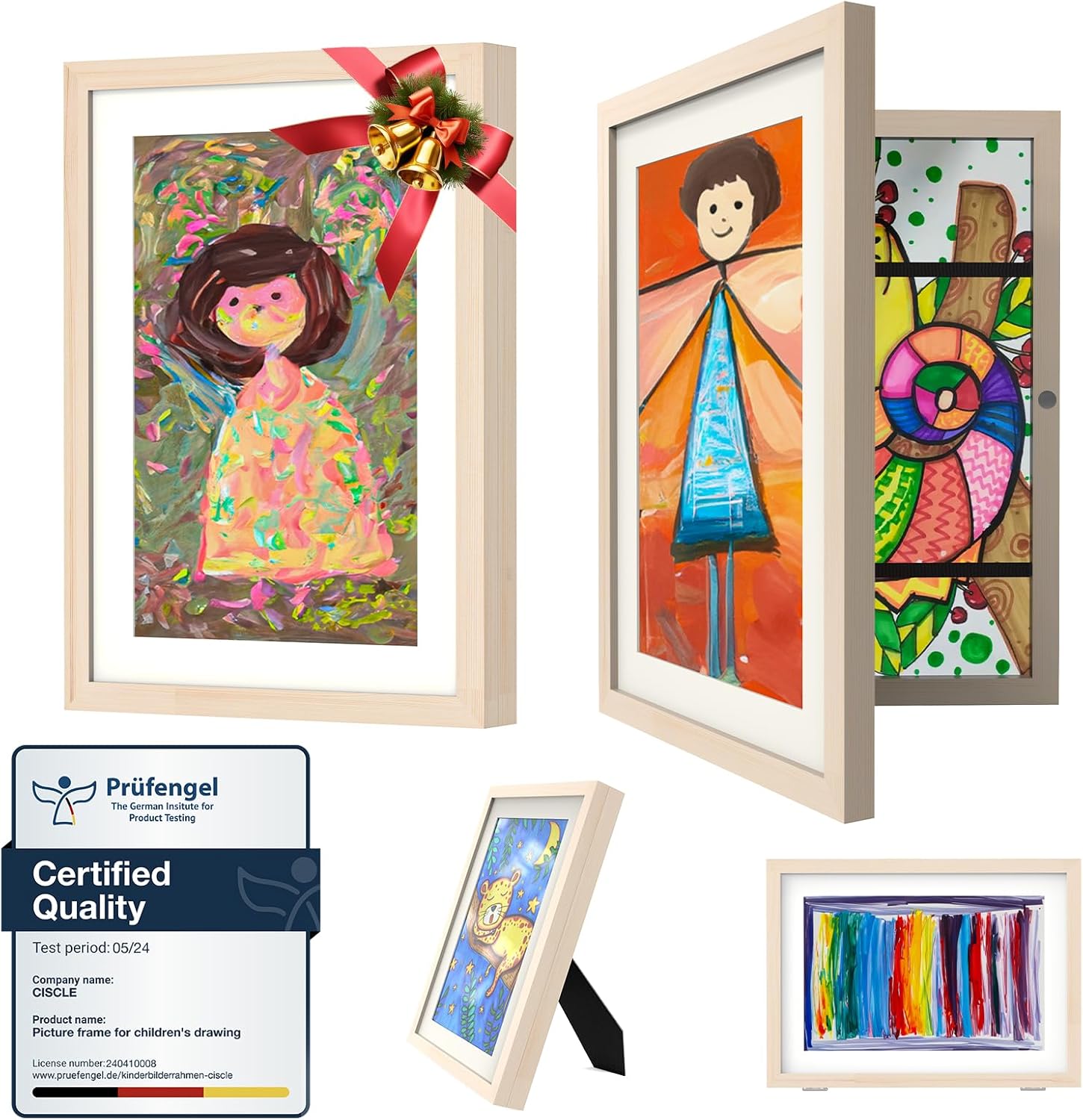 71wgK1r9KYL._AC_SL1500_.jpg Ciscle Kids Art Frames, 2 Pack A4 Fillable Front Opening Photo Frames, Display Frames for Kids Artwork for 150 Pictures, Ideal for Children's Drawings, Kids Art Projects, School, Home or Office(Wood) - Image 1