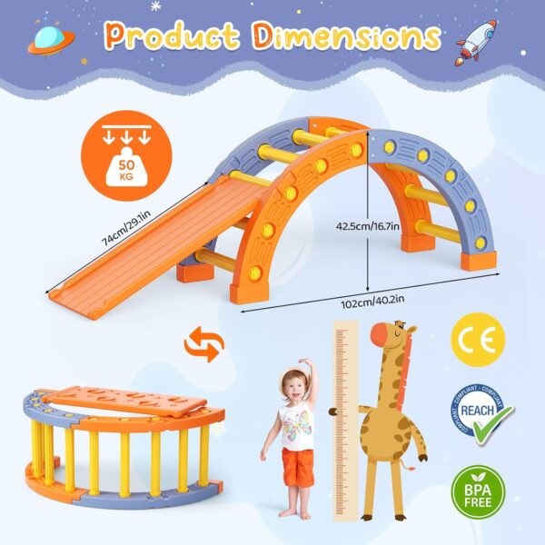 Brolteja Toddler Climbing Frame, Children's Plastic Tripod Climbing Ladder, Indoor Montessori Game Climbing Set (Tripod & Arch & slide) - Image 2