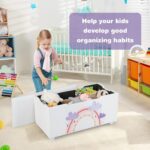 GYMAX Kids Toy Box, Children Storage Chest with Detachable Lid, Upholstered Toddler Storage Bench for Boys Girls (White) - Image 8