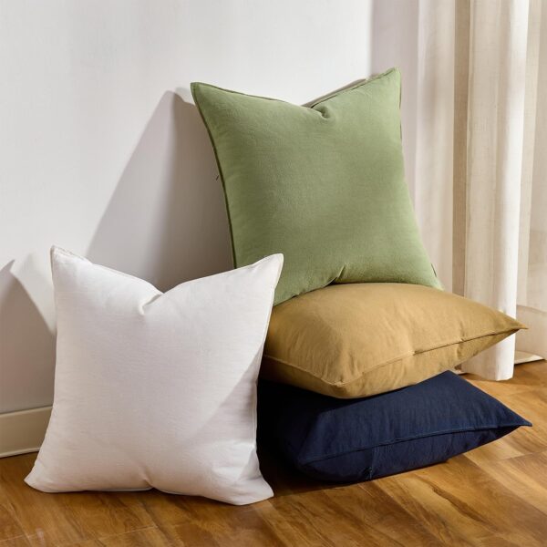 Cushion Covers Green 45cm x 45cm Pack of 2 Cushions Cotton Soft Decorative Square Throw Pillow Case Flange Pillowcases for Livingroom Sofa Bedroom 18x18 Inch Sage Green - Image 7