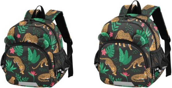 ISAOA Toddler Backpack with reins, Kids Anti-Lost Rucksack with Safety Harness,Jungle Leopard Backpack for Boys and Girls Baby Preschool Mini Bag with Leash,S - Image 3