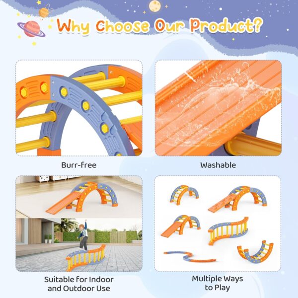 Brolteja Toddler Climbing Frame, Children's Plastic Tripod Climbing Ladder, Indoor Montessori Game Climbing Set (Tripod & Arch & slide) - Image 8