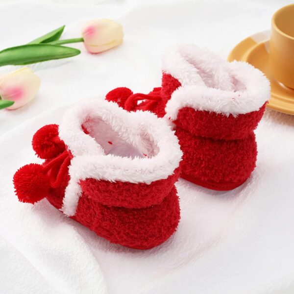 Shoe for Baby Girls Boys Warm Soft Booties Anti Slip Socks Shoes Pre-Walker Shoes Mary Jane Infant Toddler Shoes Baby Boys Girls Indoor Slippers Floor Socks - Image 4