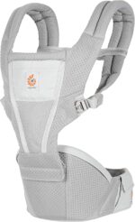 Ergobaby Alta Hip Seat Baby Carrier with Baby Seat for Babies and Toddlers from 4 Months (5.5 kg - 20.4 kg), Carrier with SoftFlex Mesh, Pearl Grey
