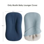 Muslin Baby Cover for Newborn, Soft and Breathable 100% Cotton Lounger Slipcover Neutral, Pack of 2(Dark Blue) - Image 4