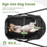 AESRAOU Dog Travel Stroller with 4 Heavy Duty Wheels, Foldable Pet Stroller with Adjustable Handle - Double Doggie Capacity Jogger Wagon with Back Front Door for Small Medium Dogs (Black) - Image 3