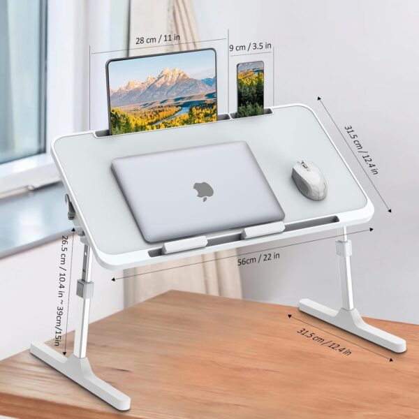 Zapuno Laptop Bed Desk, Height & Angle Adjustable Laptop Bed Tray Table Laptop Bed Stand with Tablet & Phone Slot, Light Weight Foldable Portable Lap Desk for Couch Chair Floor Desk for Adults, Kids - Image 6