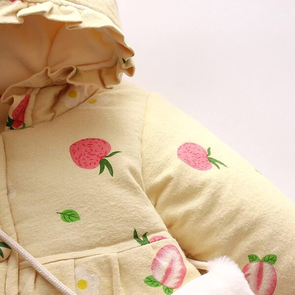 Baby Girls Warm Padded Jacket Fleece Coat Windproof Outerwear Jacket Thicken Toddler Warm Hooded Winter Coat with Bag (3A-Beige, 12-18 Months) - Image 5